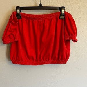 Red off the shoulder crop top